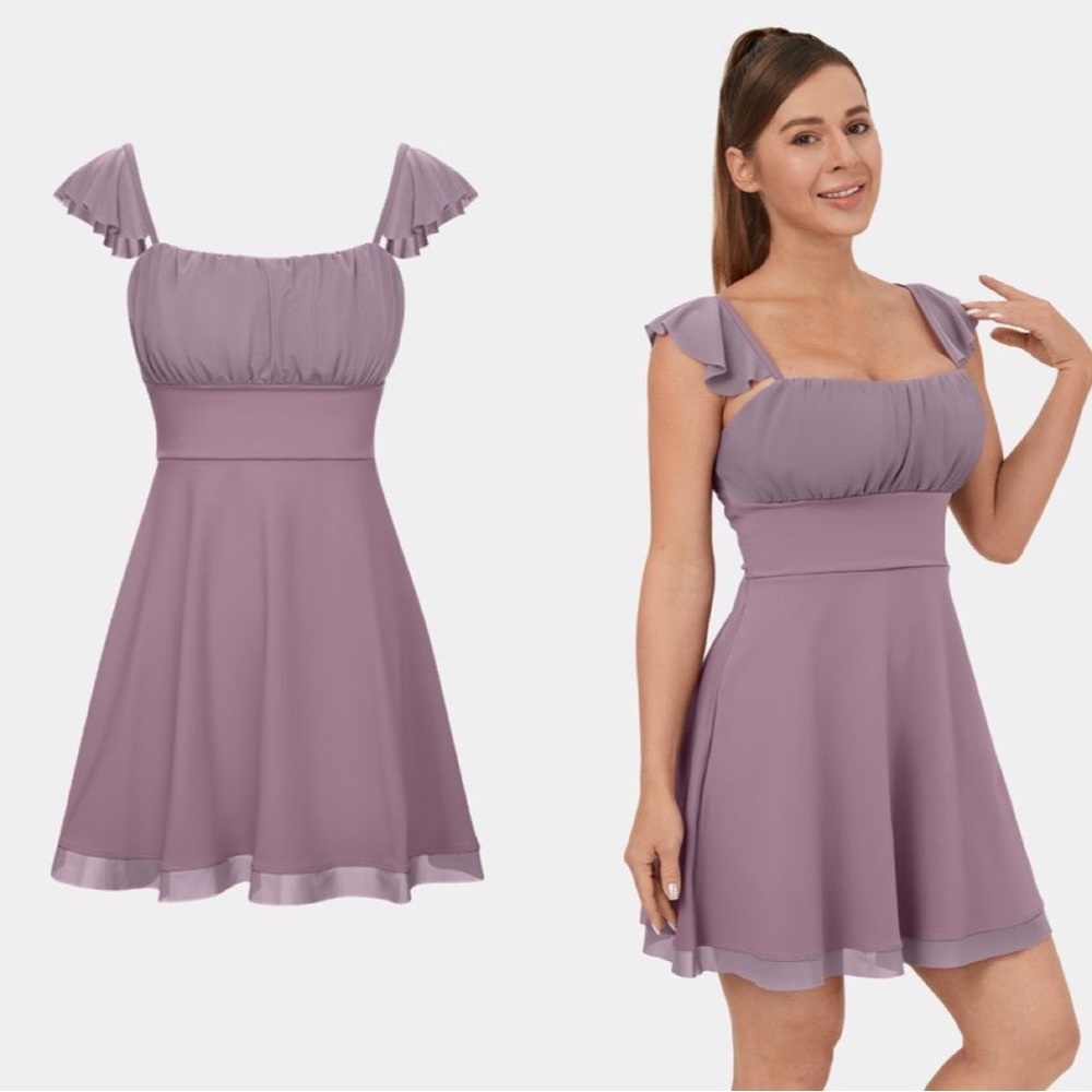 NWT HALARA Frill Contrast Mesh Ruched Backless Crisscross Lace Mini Dress Large
